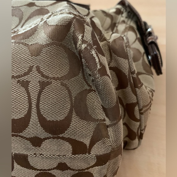Coach Brown Signature Vintage Tote Bag With Side Pockets - Picture 5 of 12